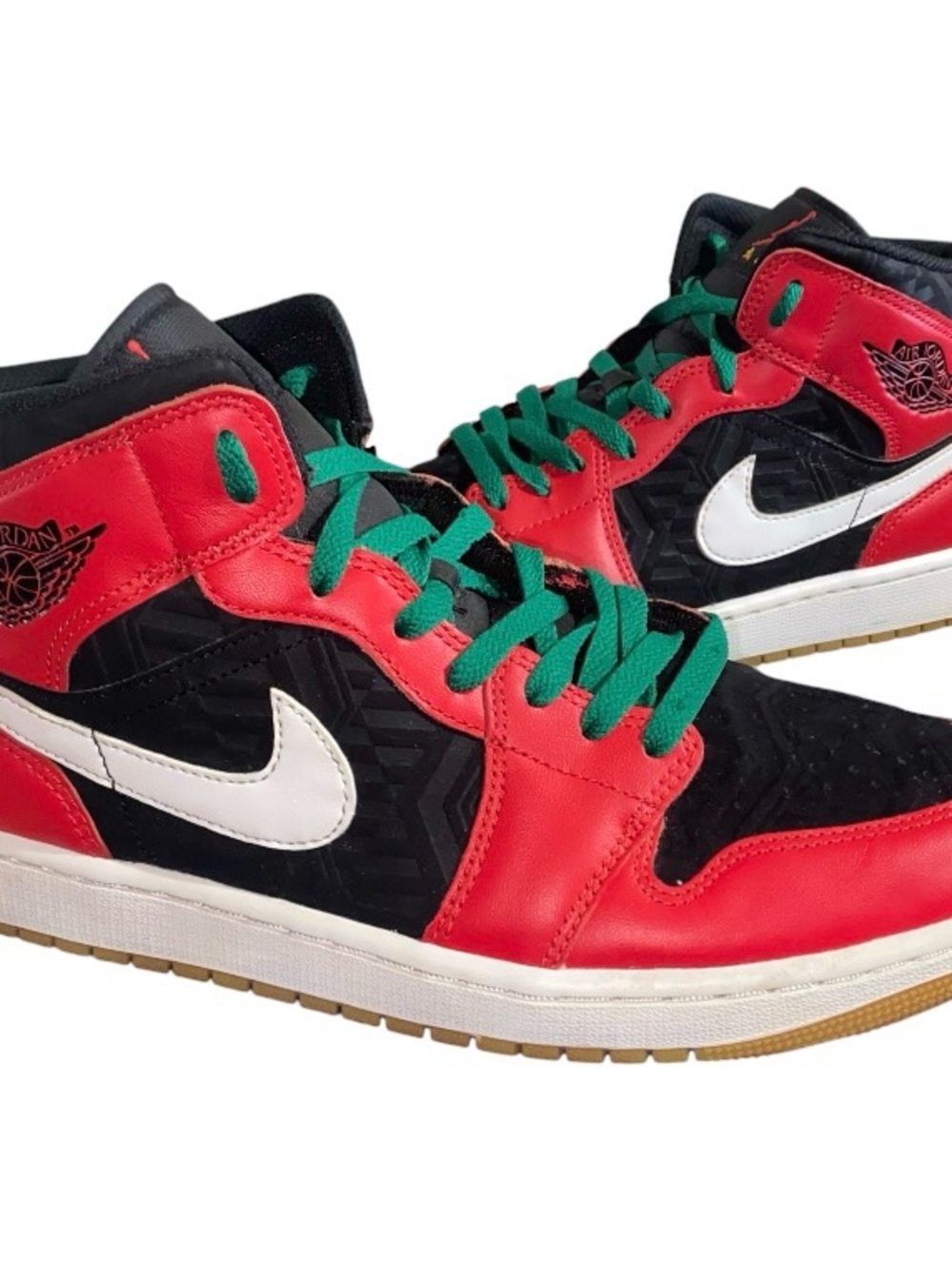 Air Jordan 1 Mid SE Men's Size 10.5 Black/Fire Red-White-Malachite DQ8417-006
